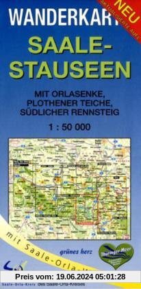 Wanderkarte Saalestauseen: Mit Orlasenke, Plothener Teiche, Südlicher Rennsteig. Mit Saale-Orla-Weg. Offizielle Wanderkarte des Saale-Orla-Kreises. Maßstab 1:50.000.